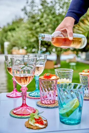 Bicchiere da vino in acrilico Rice Two Tone 26,6 cl - trasparente-rosa - RICE