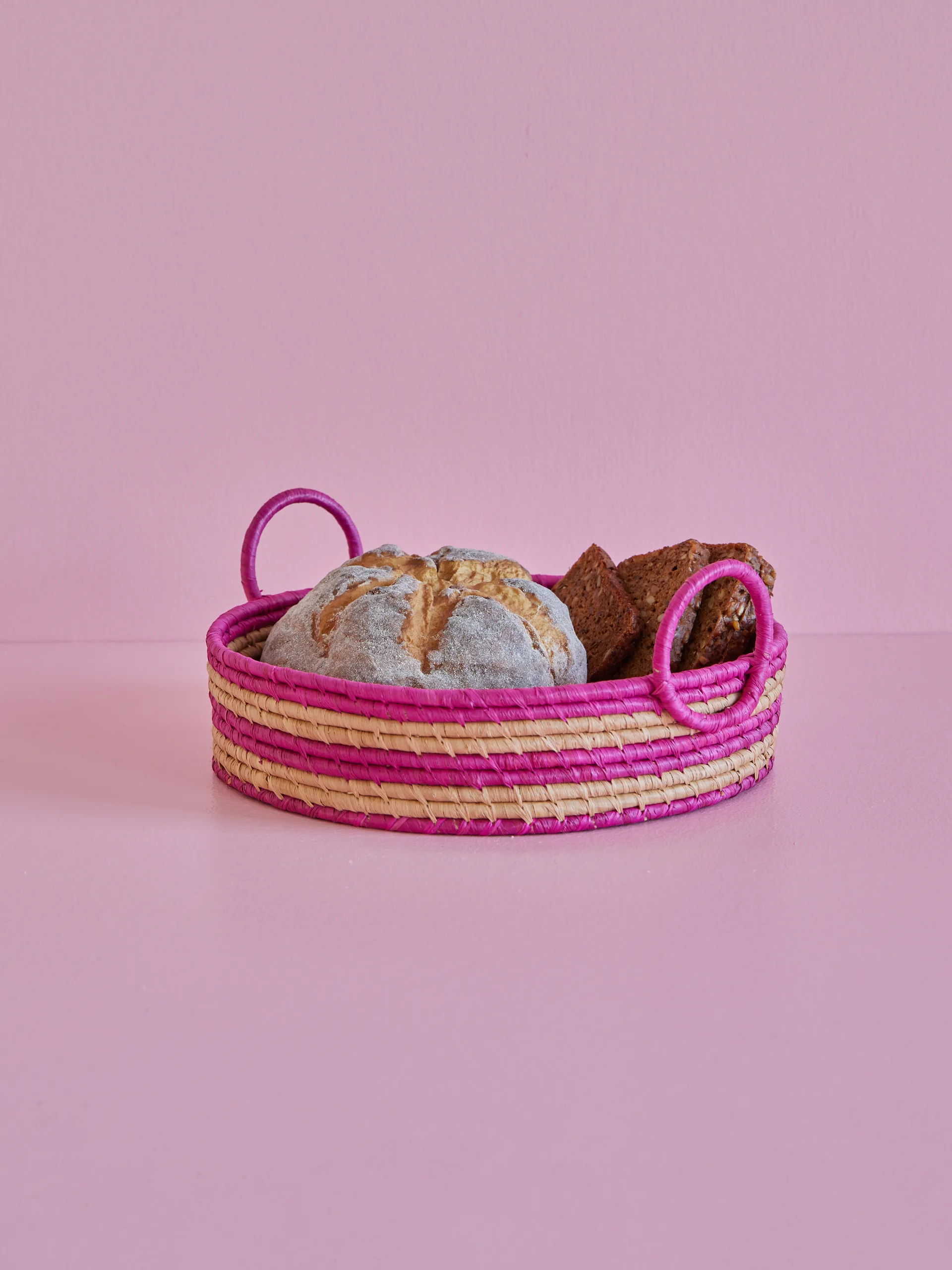 Cesto per il pane rotondo in rafia Rice, Melanzana RICE