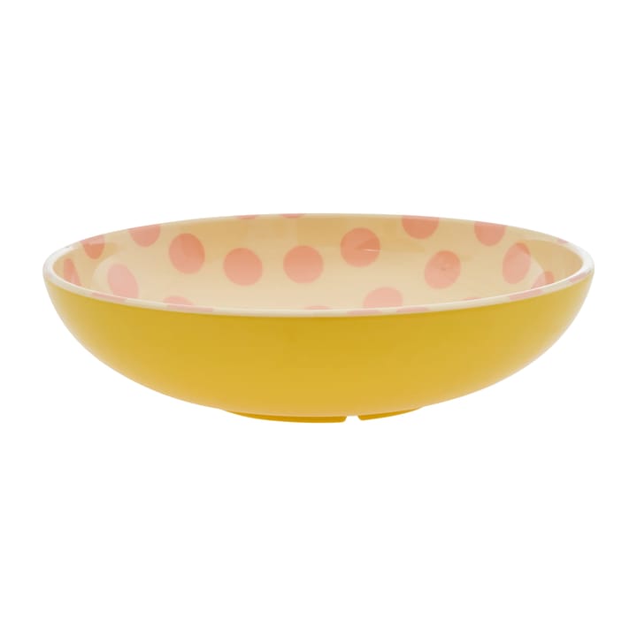 Ciotola per insalata in melamina Rise Ø29.9 cm - Pink dots-yellow - RICE