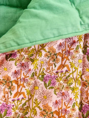 Coperta in cottone Rice con fantasia a fiori 140x200 cm - Multicolore, verde - RICE
