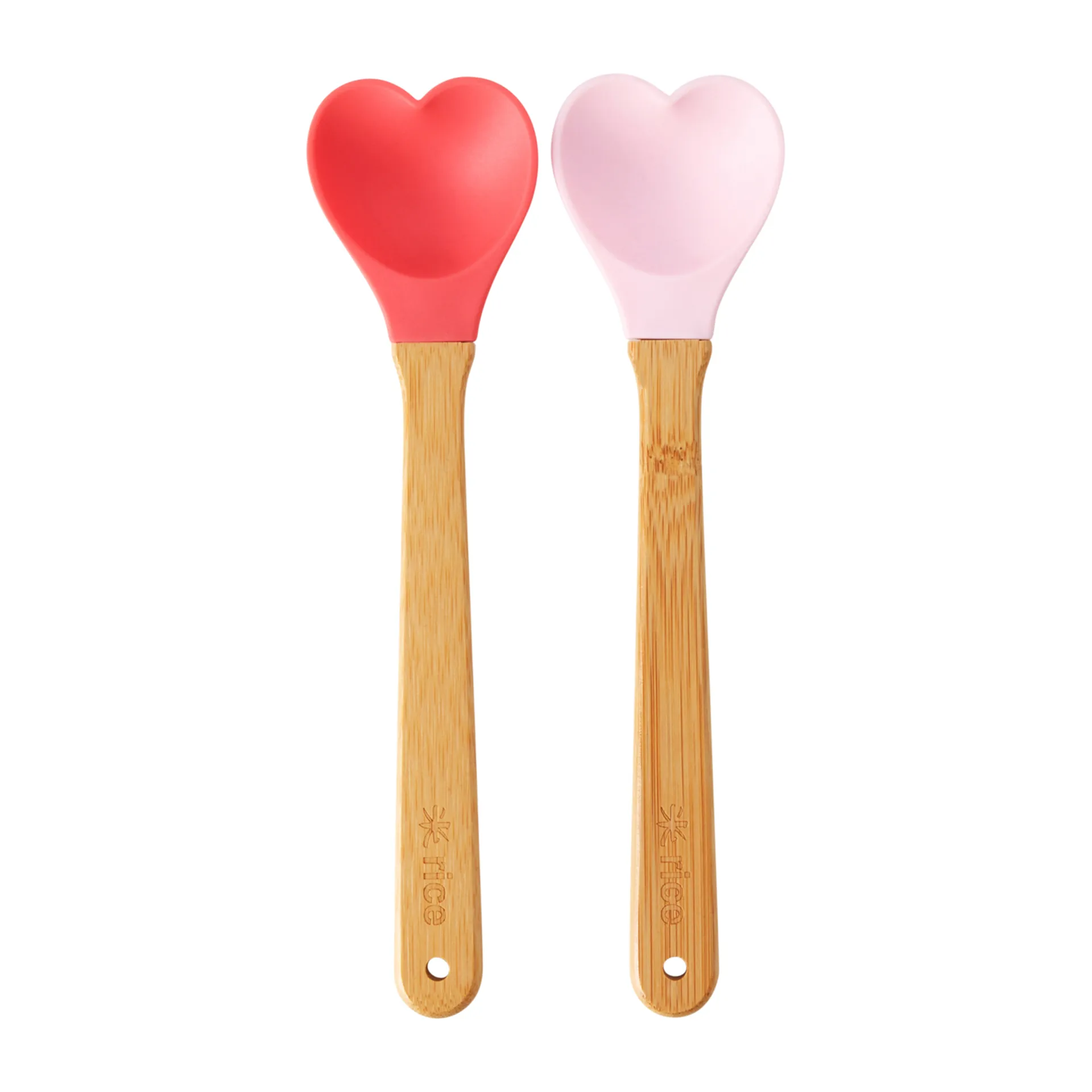 Cucchiaio in silicone con manico in bambù Rice 23 cm 2 pezzi, Rosso-rosa RICE