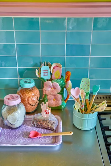 Cucchiaio in silicone con manico in bambù Rice 23 cm 2 pezzi - Rosso-rosa - RICE