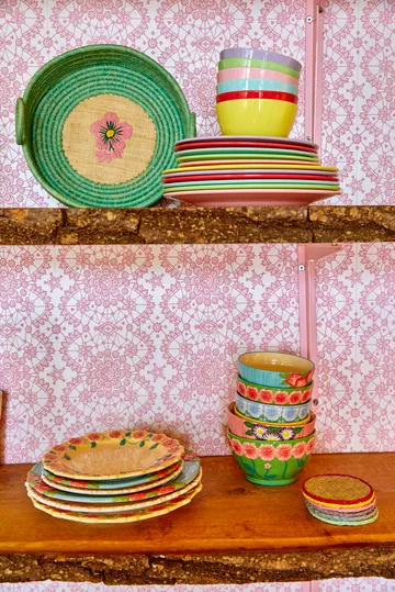 Piatto in ceramica Embossed Flower Ø 25,5 cm Rice - Menta - RICE