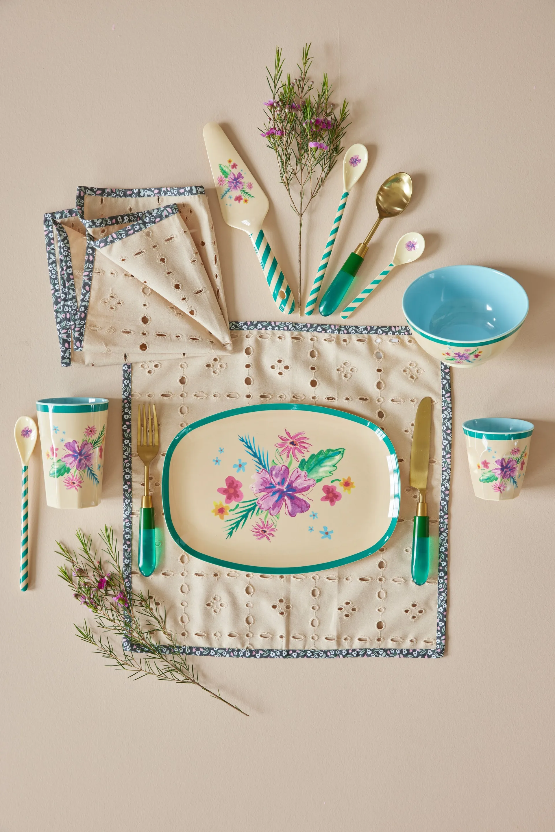 Piatto in melammina 22x30 cm, Arda bloom RICE