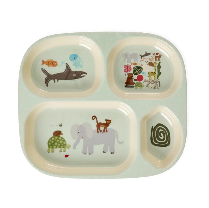 Piatto per bambini 4 scomparti Rice wildlife , Menta RICE