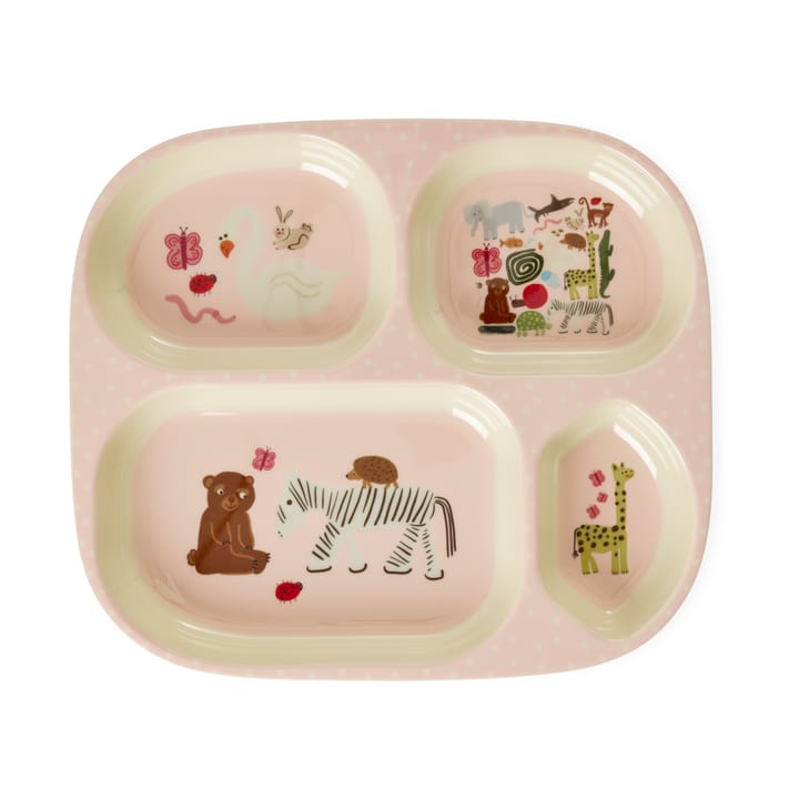 Piatto per bambini 4 scomparti Rice wildlife , Rosa RICE
