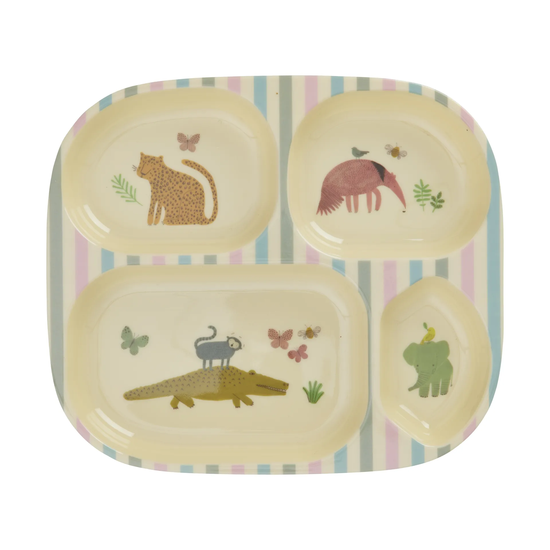 Piatto per bambini Rice in melamina a 4 scomparti, Sweet Jungle Print RICE