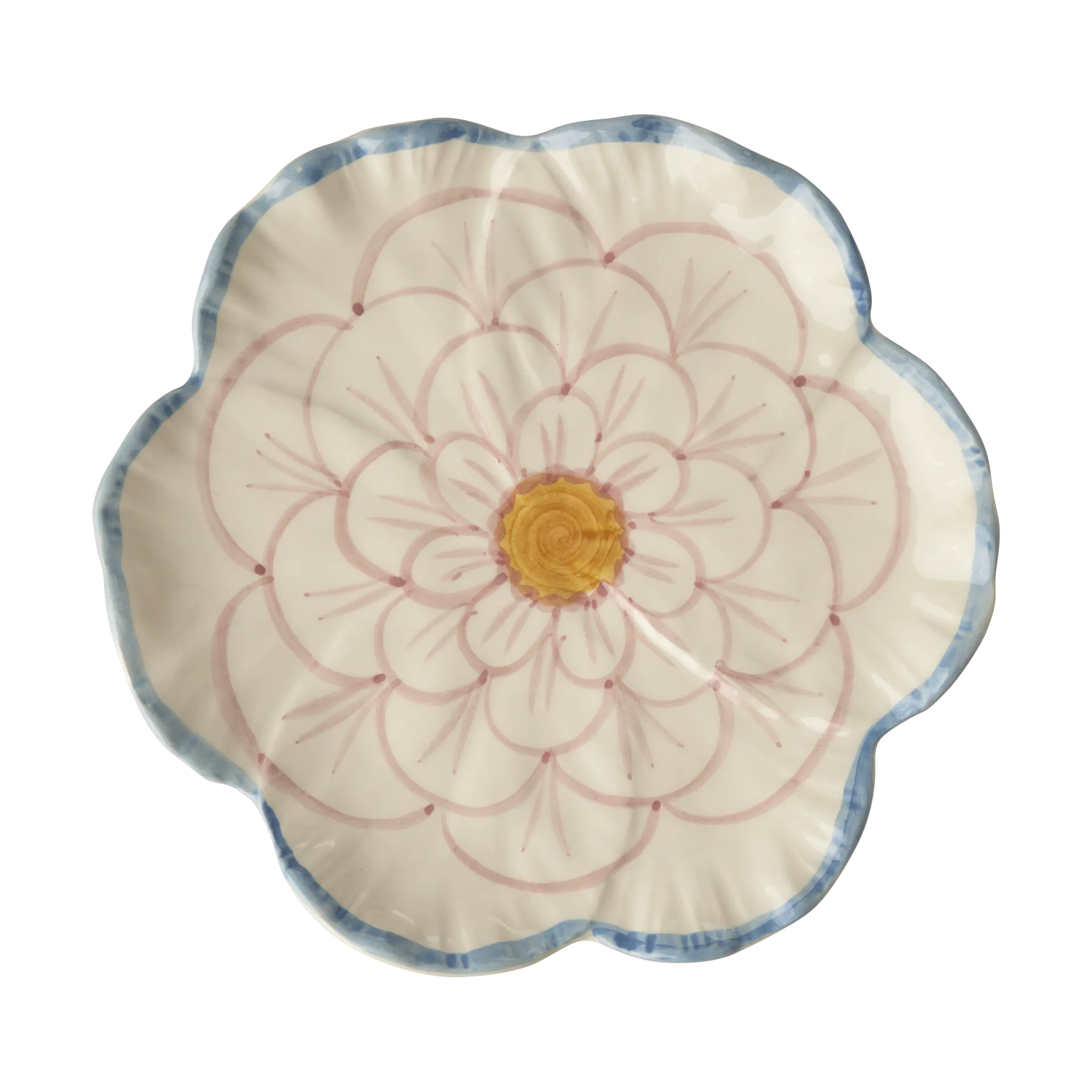 Piatto Rice Flower Ø19,5 cm, Bordo Blue RICE