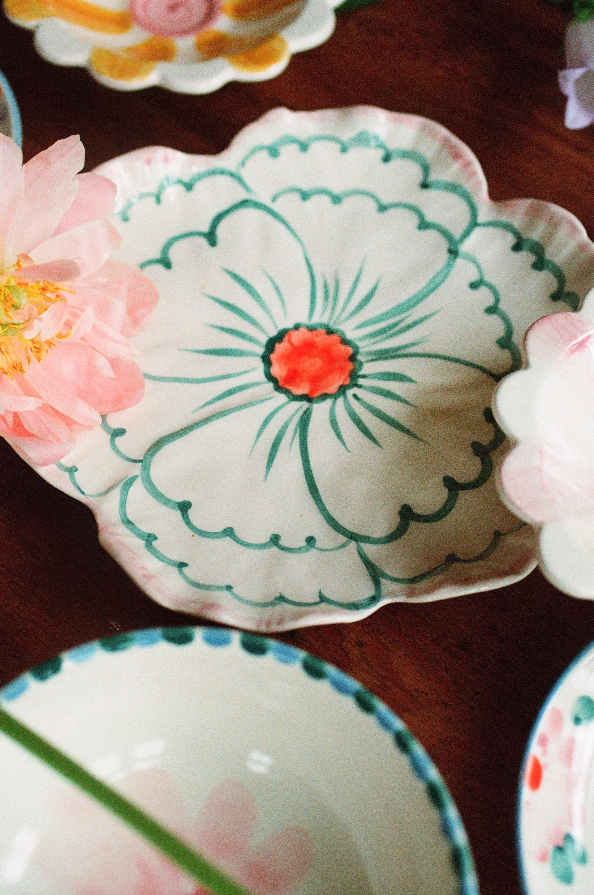 Piatto Rice Flower Ø19,5 cm, Pink border RICE