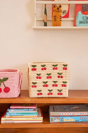 Scatola in rafia con manico Rice 30x30 cm - Ciliegia - RICE