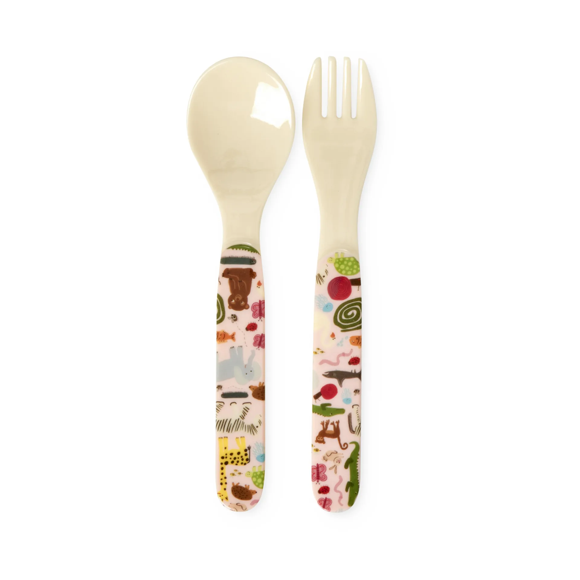 Set posate per bambini Rice wildlife 2 pezzi, Rosa RICE