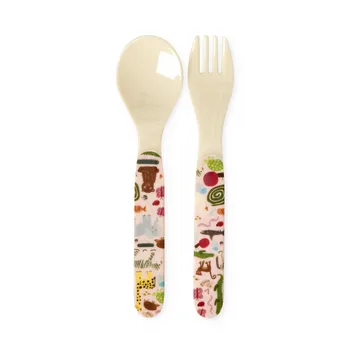 Set posate per bambini Rice wildlife 2 pezzi - Rosa - RICE