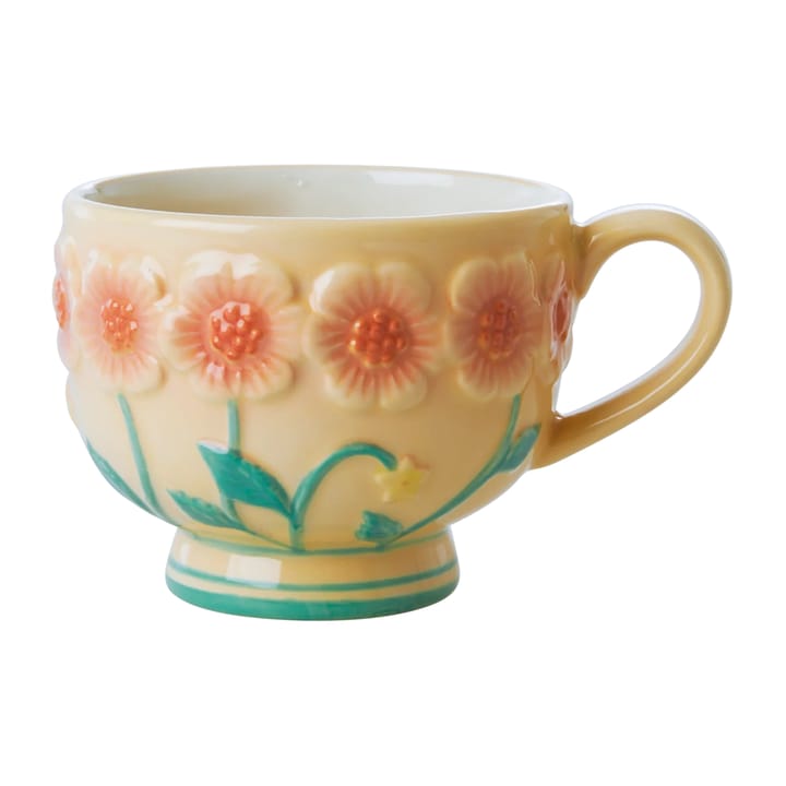 Tazza in ceramica Rice Embossed Flower, 30 cl, Crema RICE