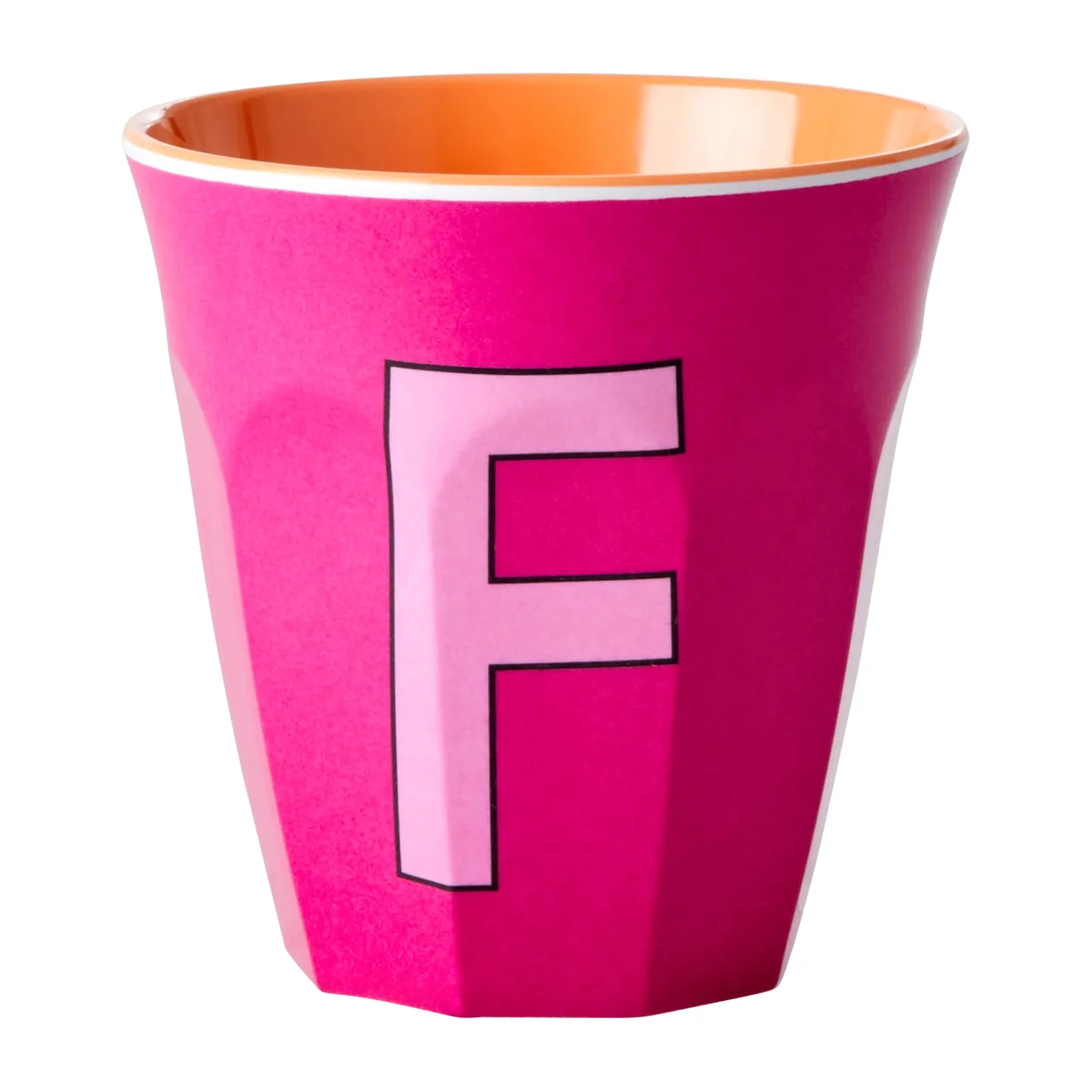 Tazza in melammina Rice media, lettera F 30 cl, Fucsia RICE