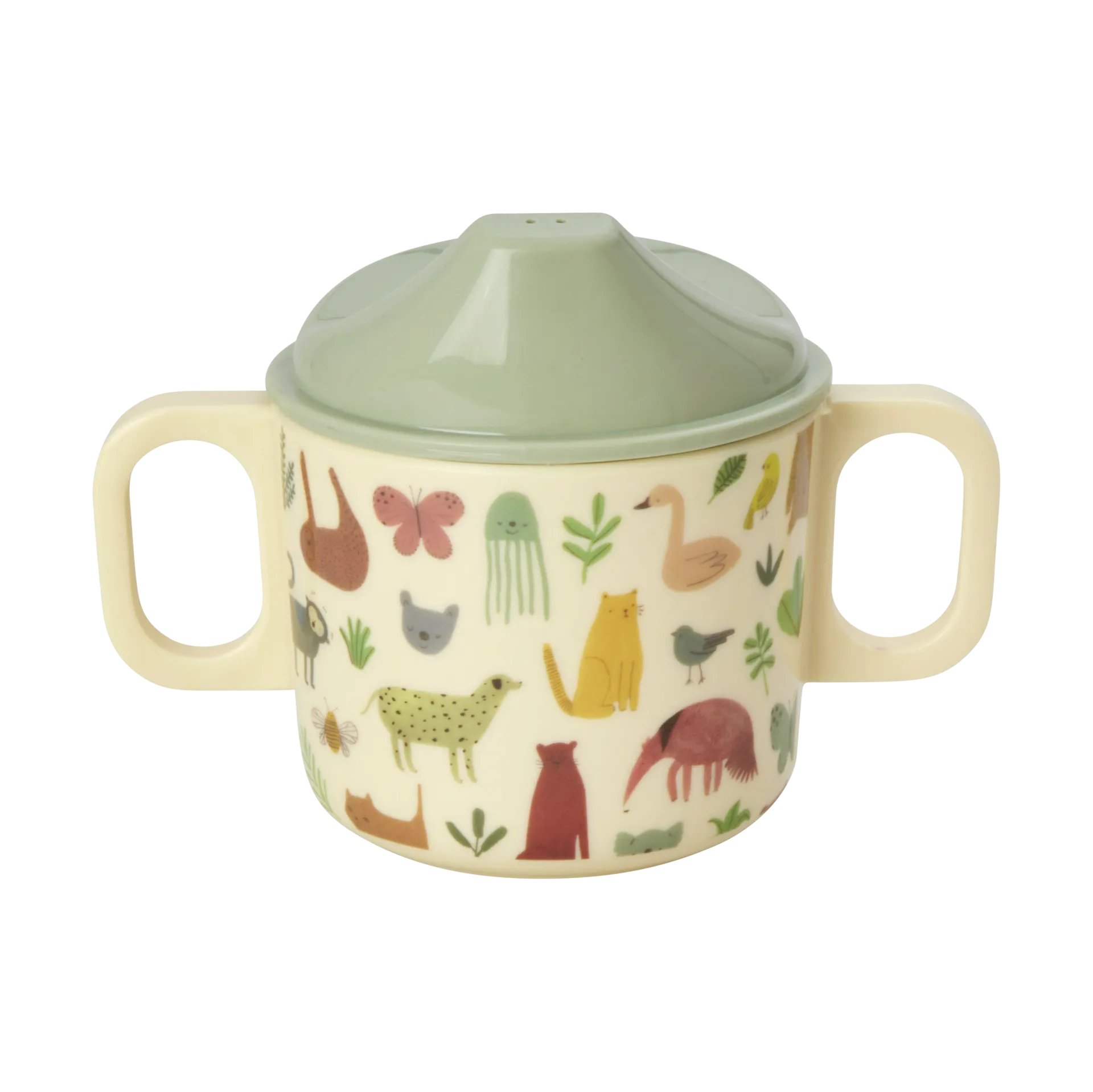 Tazza per bambini con due manici 20 cl Rice, Sweet Jungle Print-Cream RICE