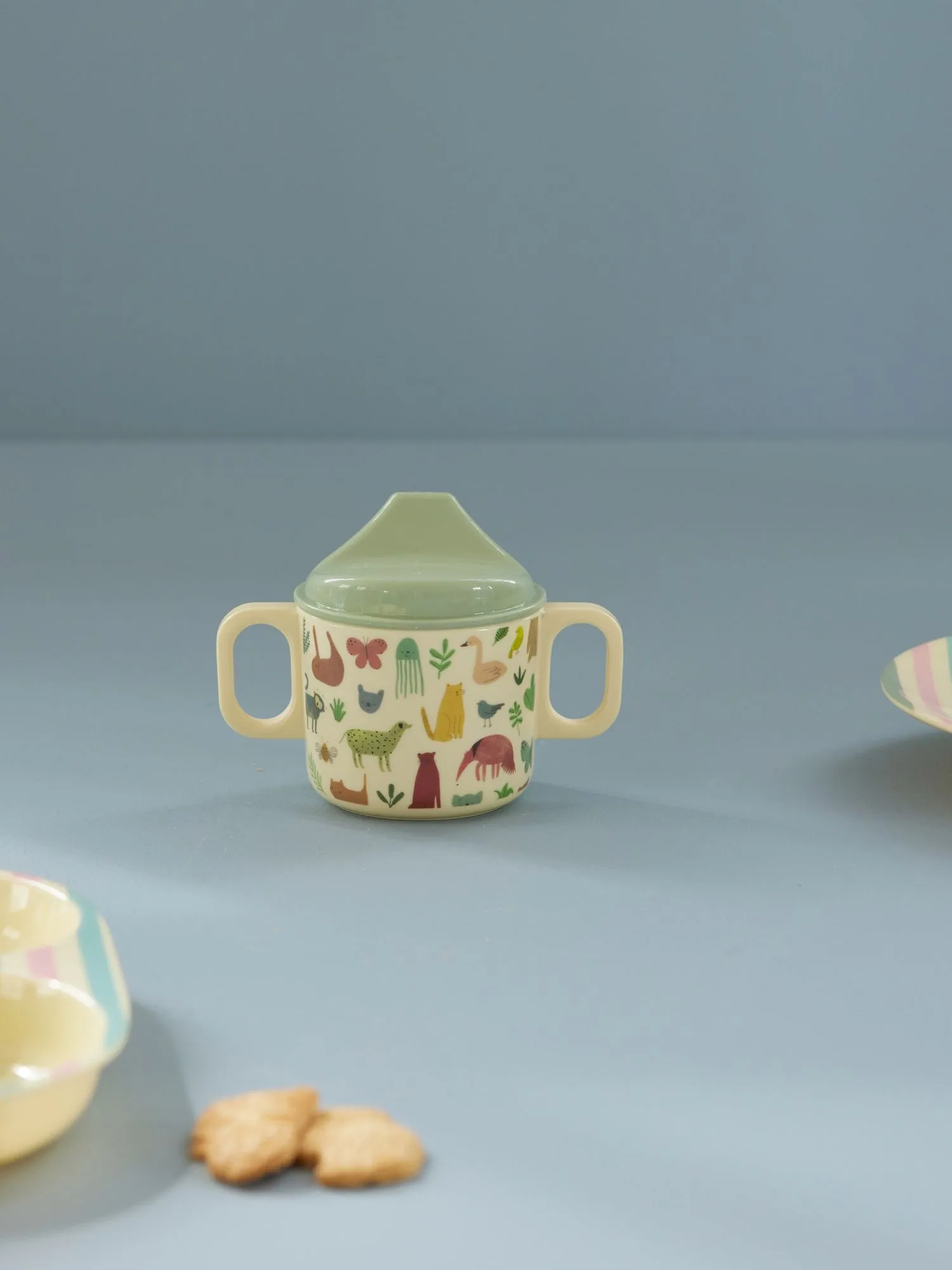 Tazza per bambini con due manici 20 cl Rice, Sweet Jungle Print-Cream RICE