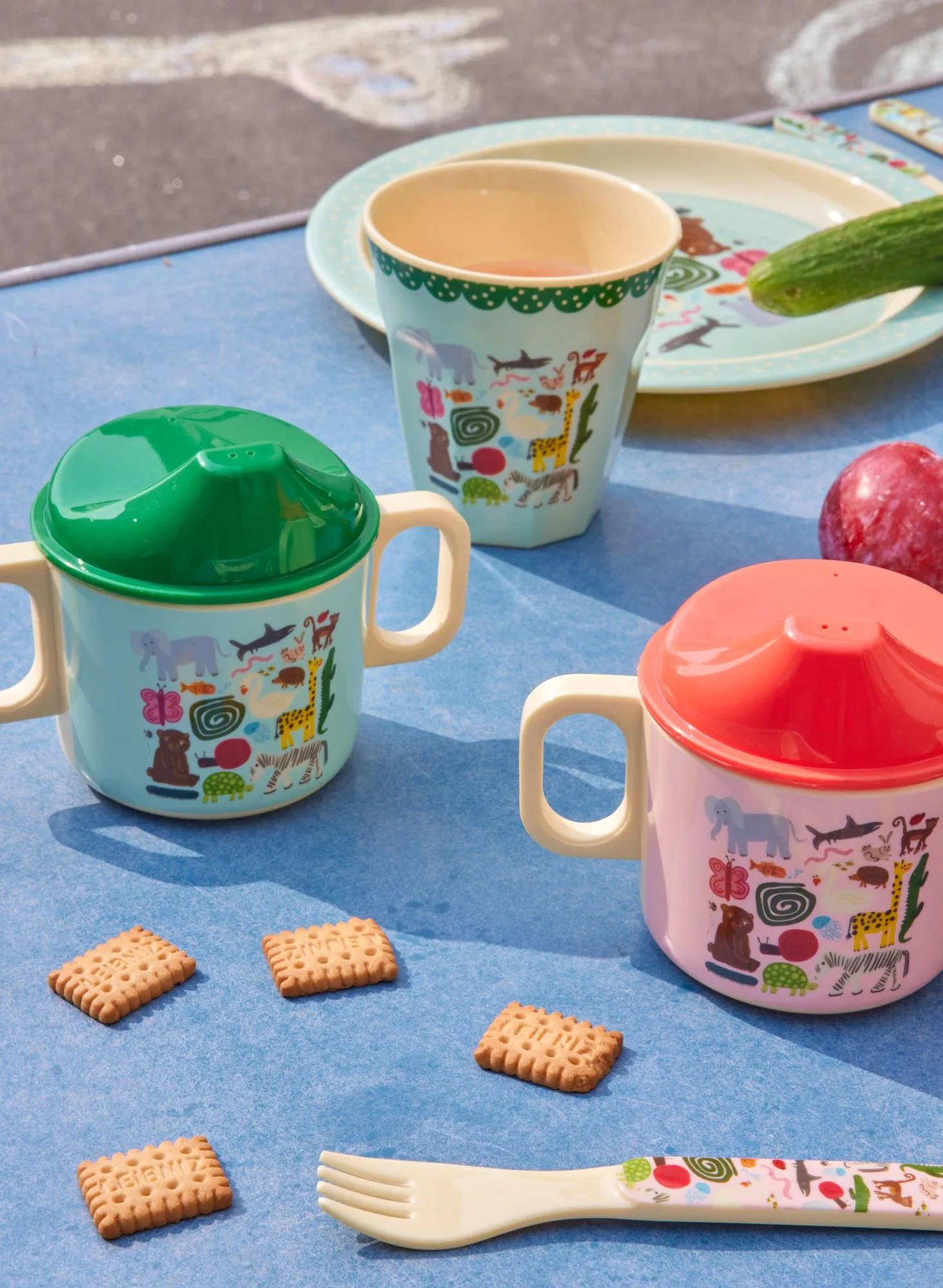 Tazza per bambini con due manici Rice wildlife 25 cl, Menta RICE