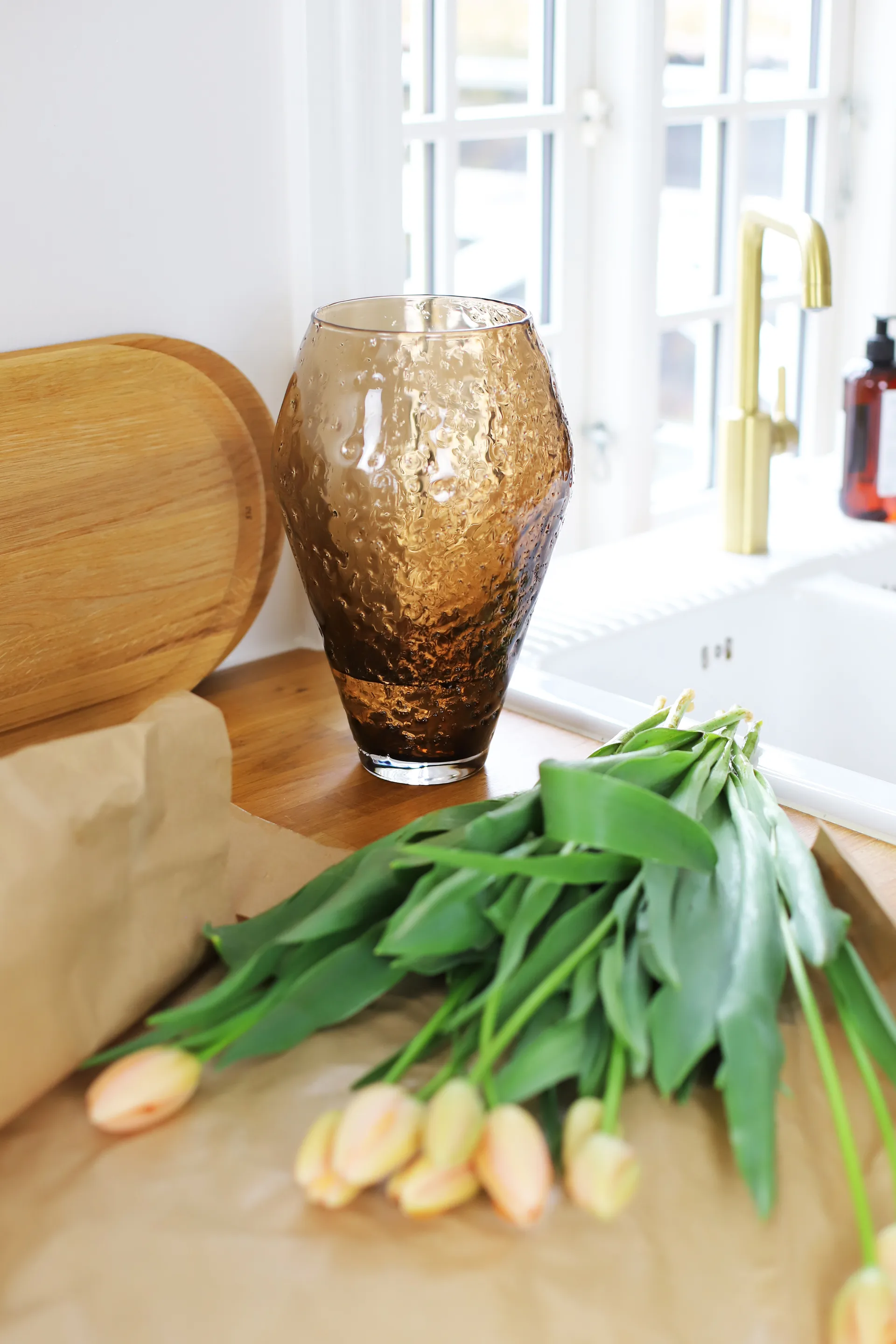 Vaso in vetro Crushed grande, Seppia Ro Collection