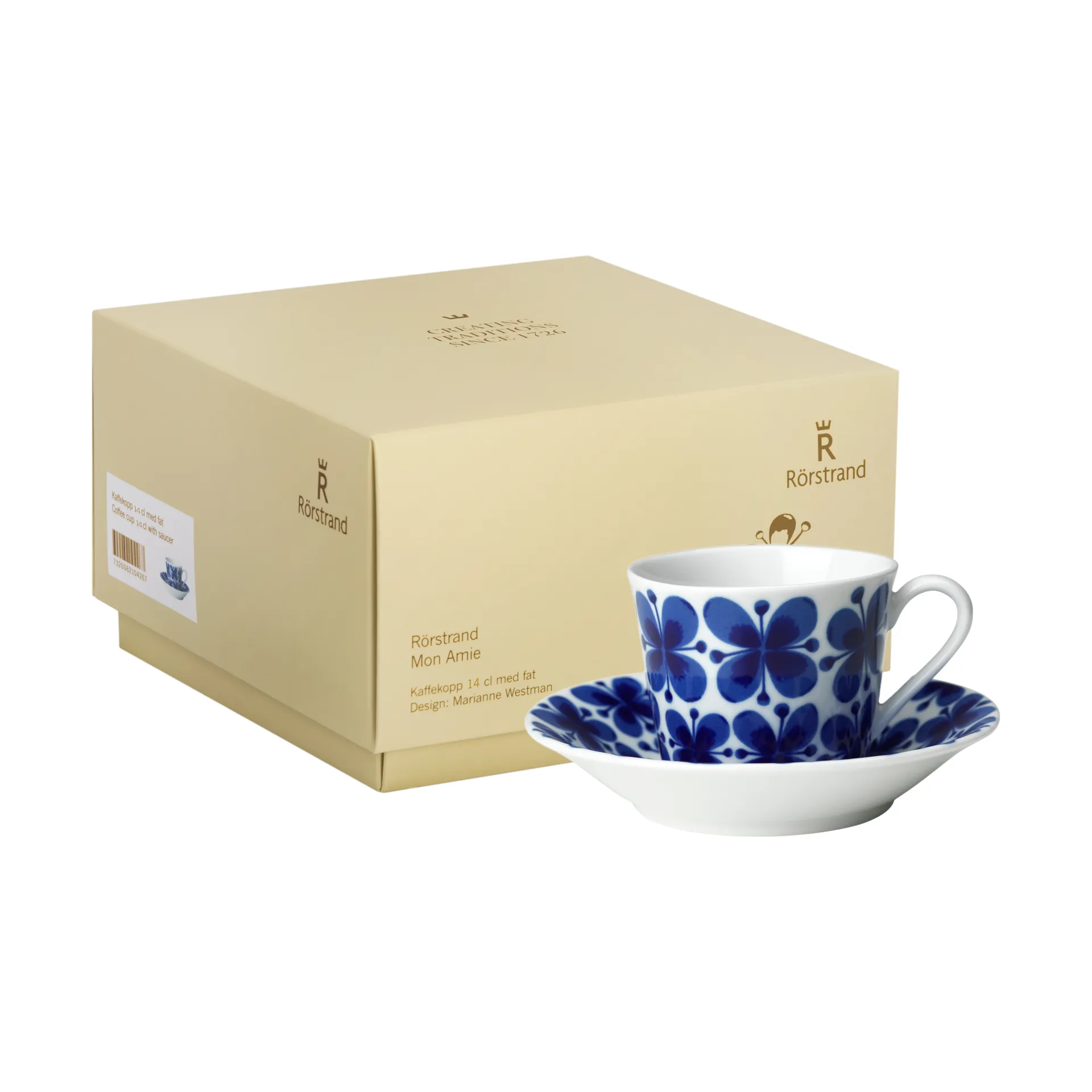 Carta regalo Tazza Mon Amie con piattino 14 cl, Blu-bianco Rörstrand