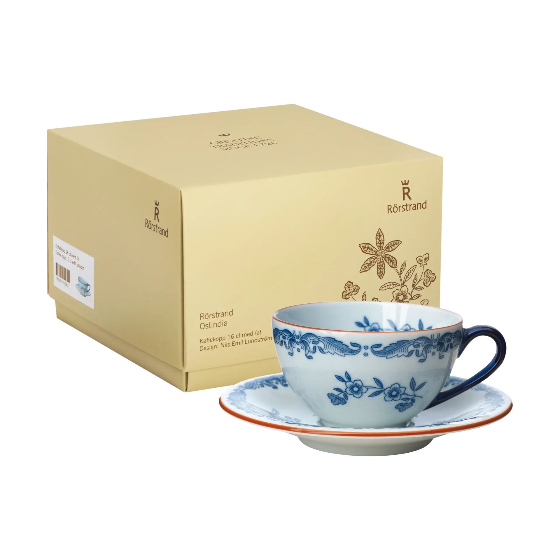 Carta regalo Tazza Ostindia con piattino 16 cl, Blu-bianco Rörstrand