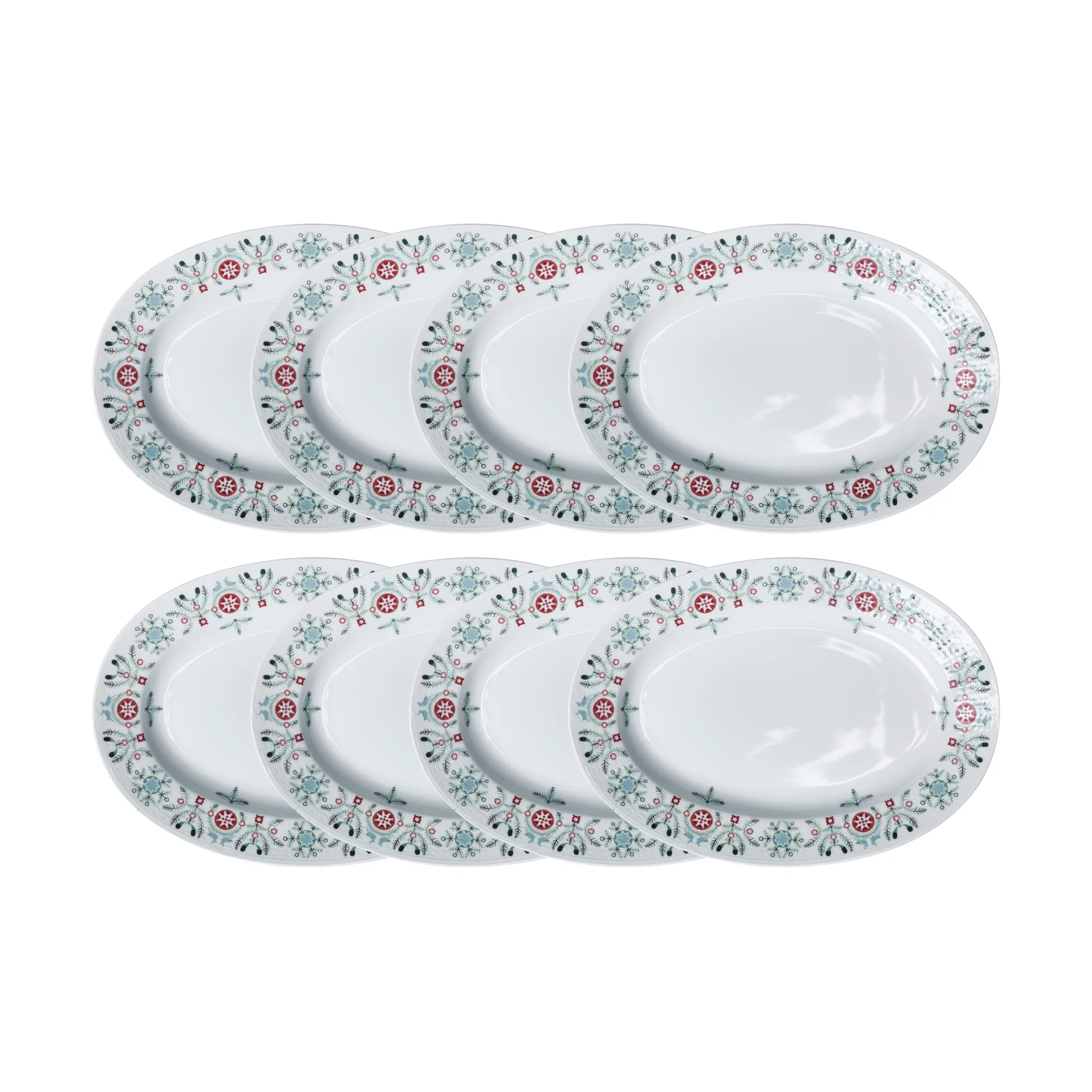 Piatto Swedish Grace Winter ovale confezione da 8 - Bianco,  Rörstrand