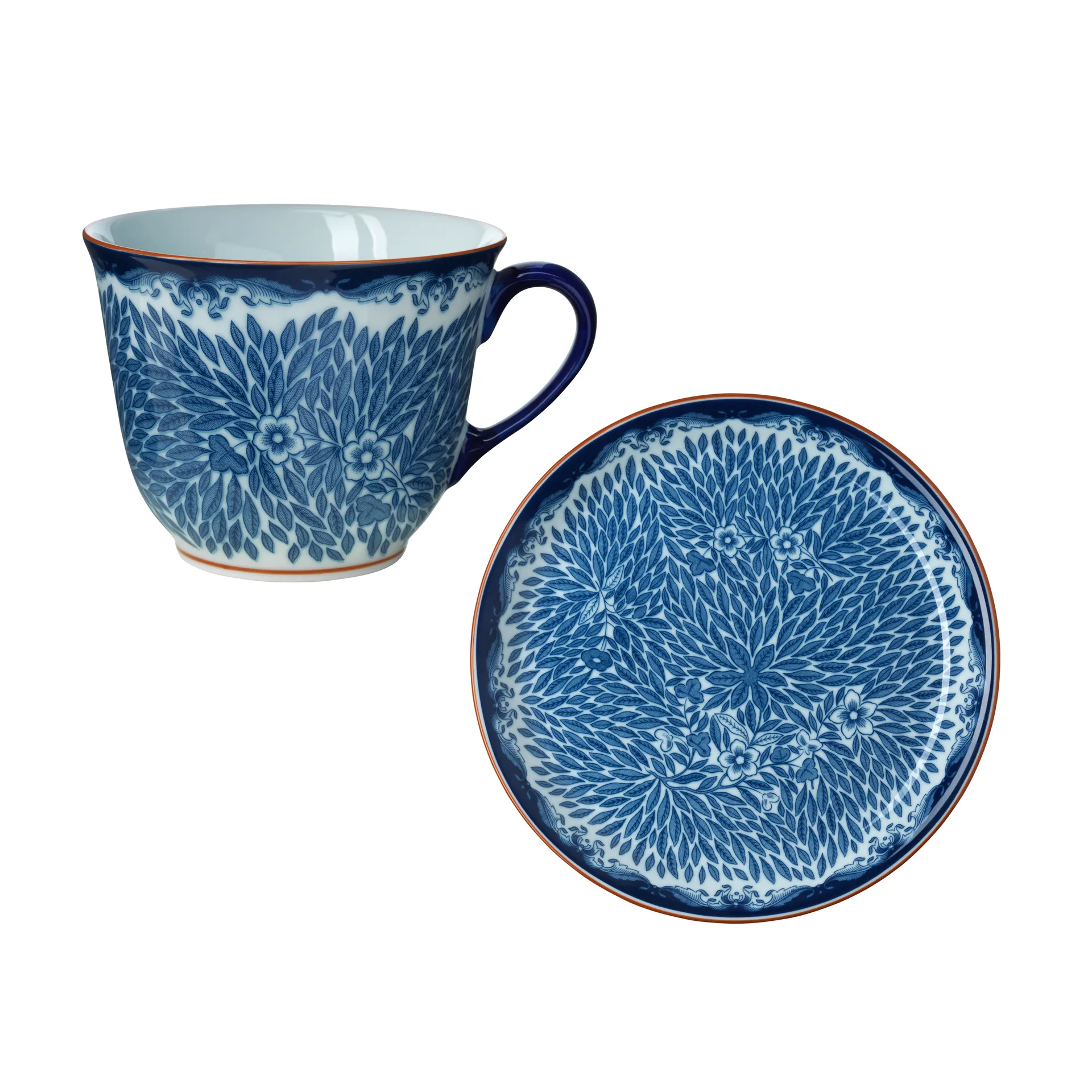 Tazza 40 cl e piatto Ø20 cm Ostindia Floris, Blu Rörstrand