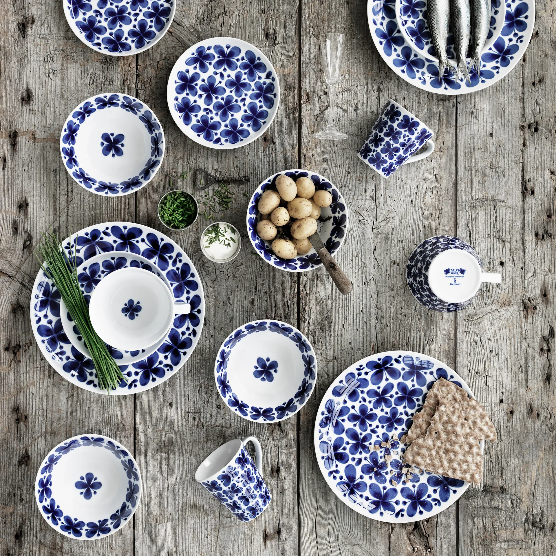 Tazza con manico Mon Amie , bianco-blu Rörstrand