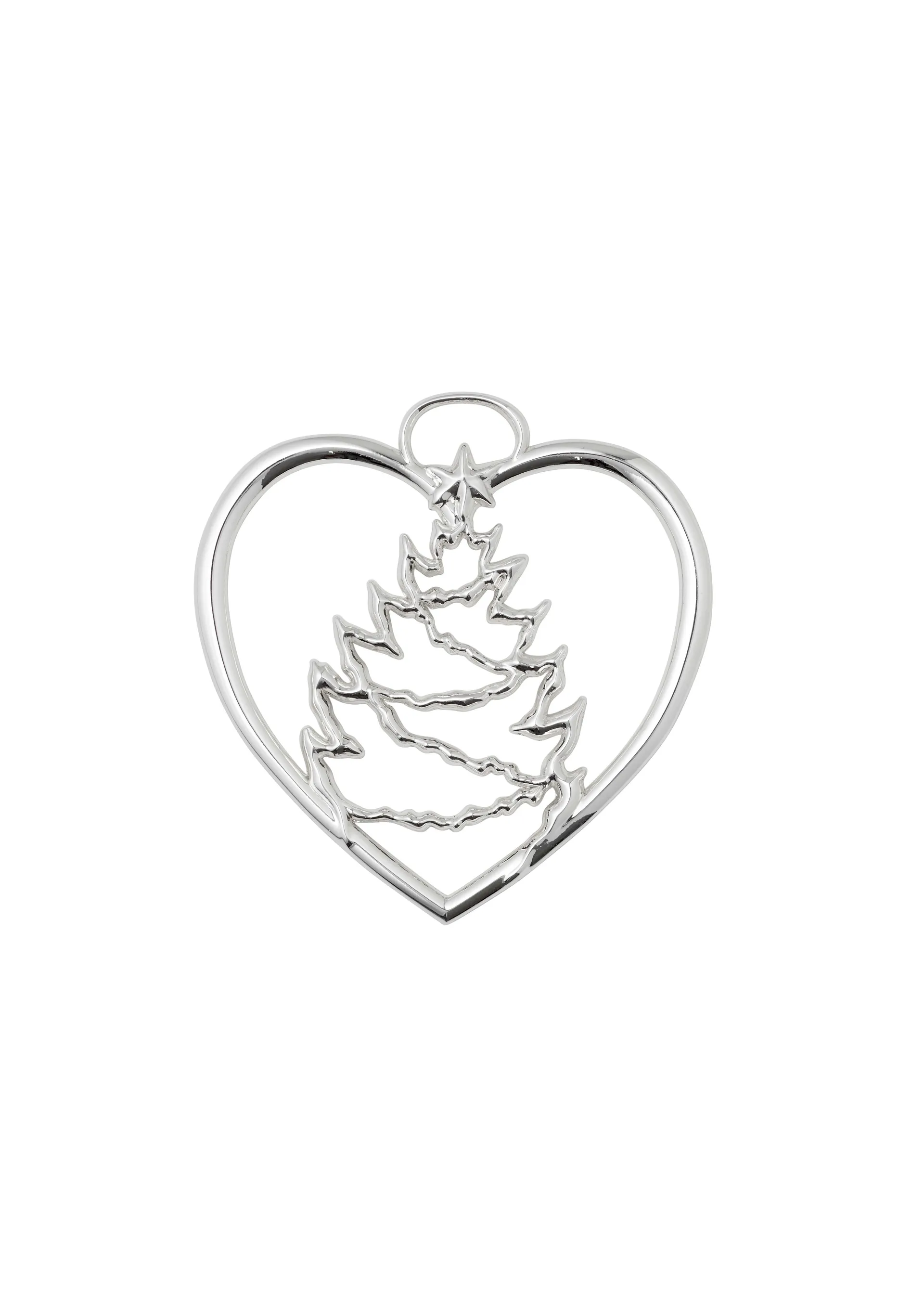 Decorazione natalizia Karen Blixen Cuore con albero di Natale, Silver Rosendahl