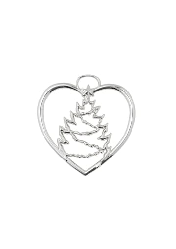 Decorazione natalizia Karen Blixen Cuore con albero di Natale - Silver - Rosendahl