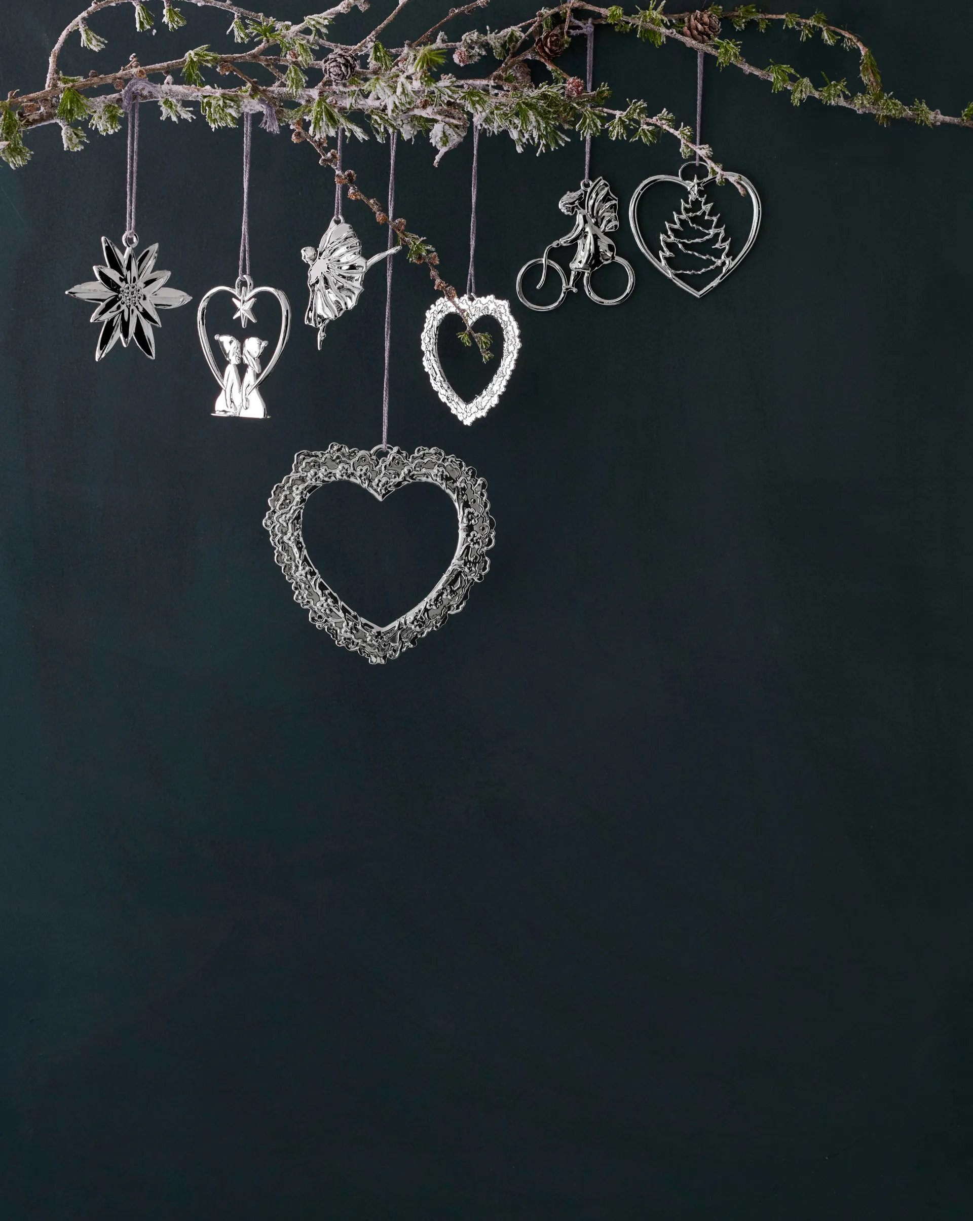 Decorazione natalizia Karen Blixen Cuore con albero di Natale, Silver Rosendahl