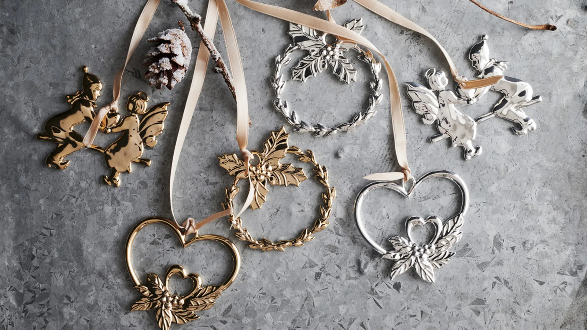 Decorazione natalizia Karen Blixen Holly, Placcato argento Rosendahl