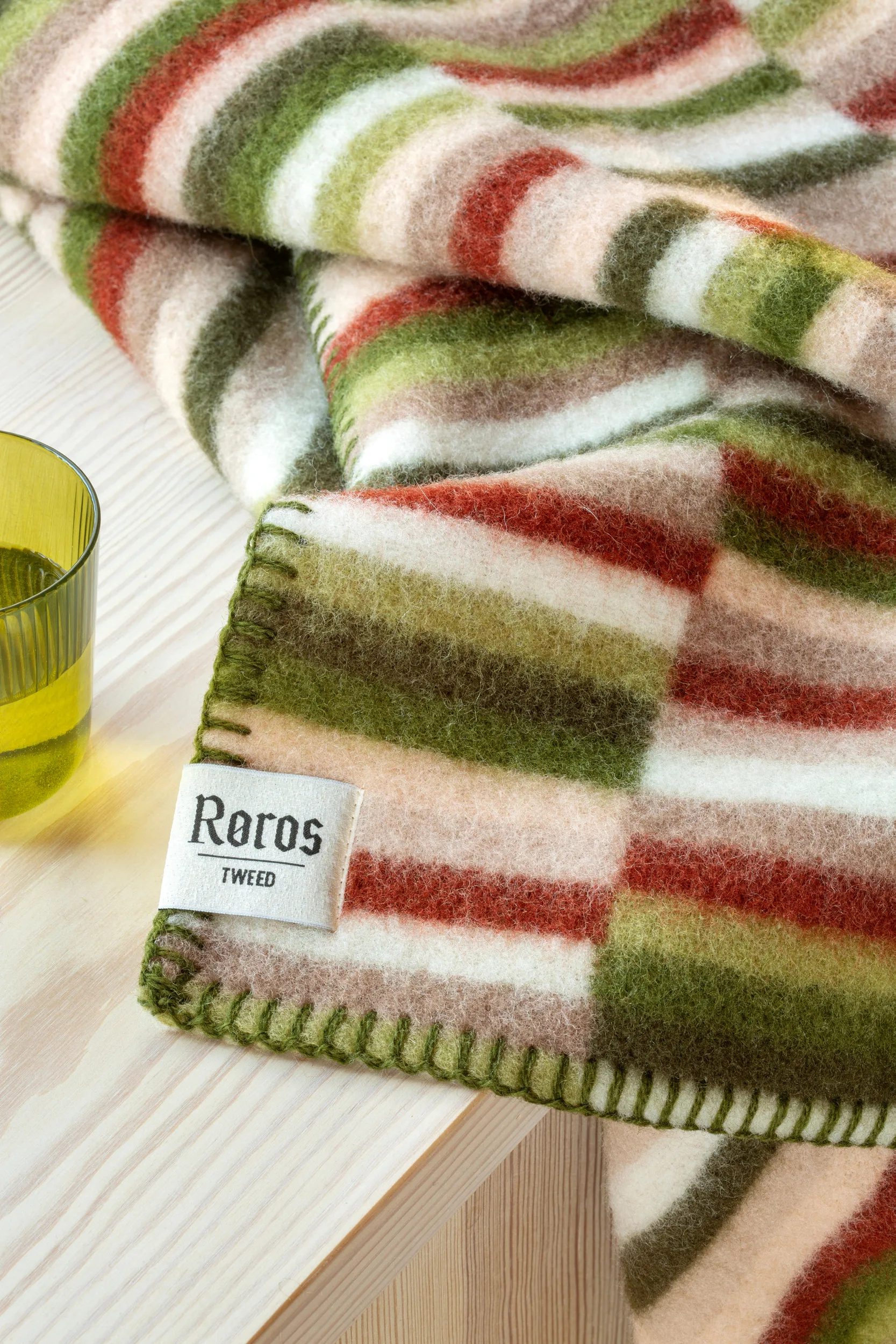 Coperta Ida 135x200 cm, Olive burgundy Røros Tweed