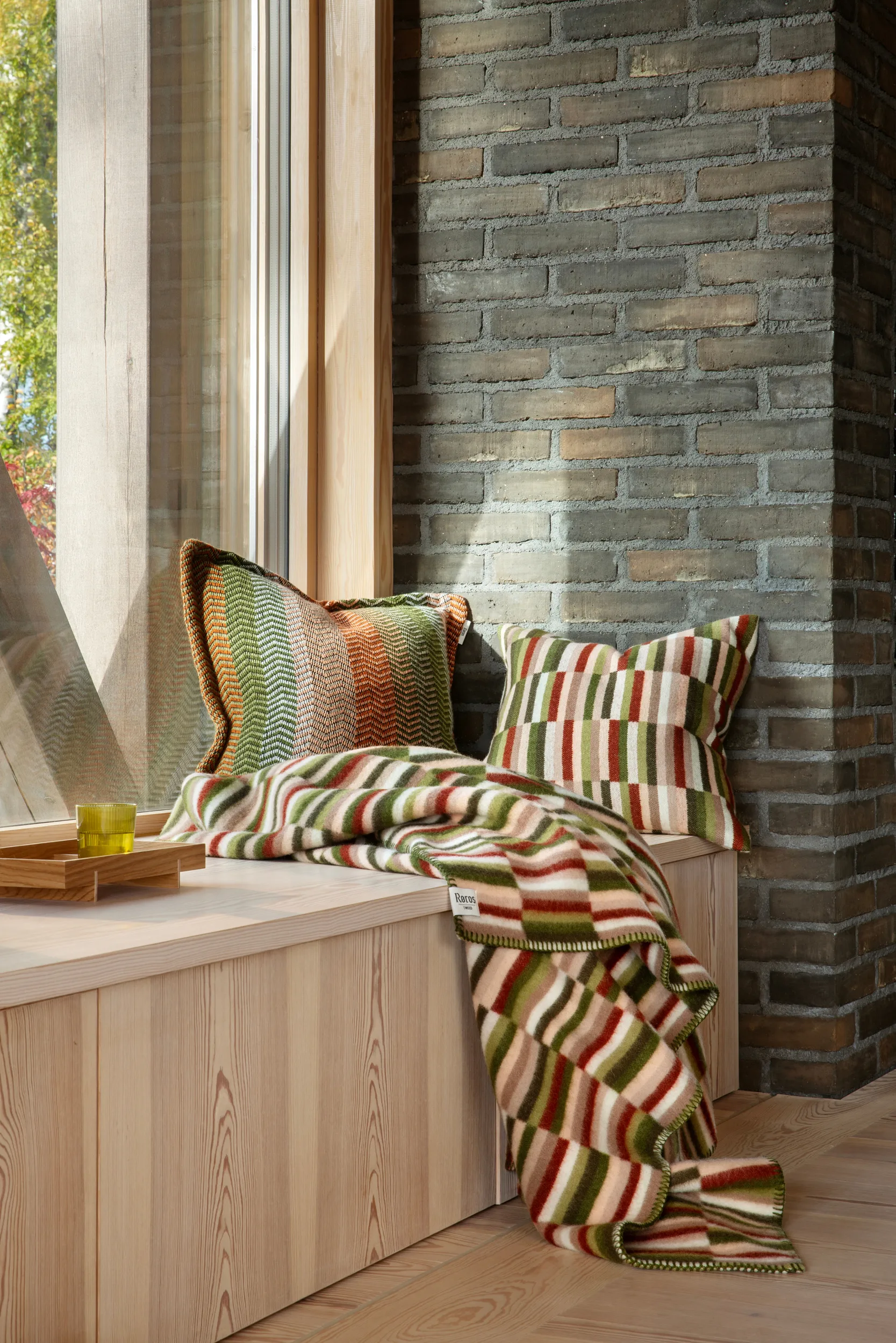 Coperta Ida 135x200 cm, Olive burgundy Røros Tweed