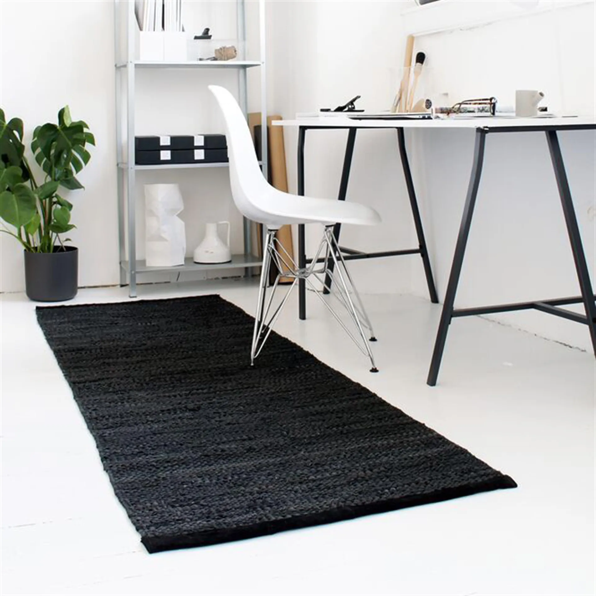 Tappeto Leather 75x200 cm, black (nero) Rug Solid