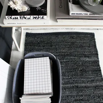 Tappeto Leather 75x300 cm - black (nero) - Rug Solid