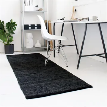 Tappeto Leather 75x300 cm - black (nero) - Rug Solid