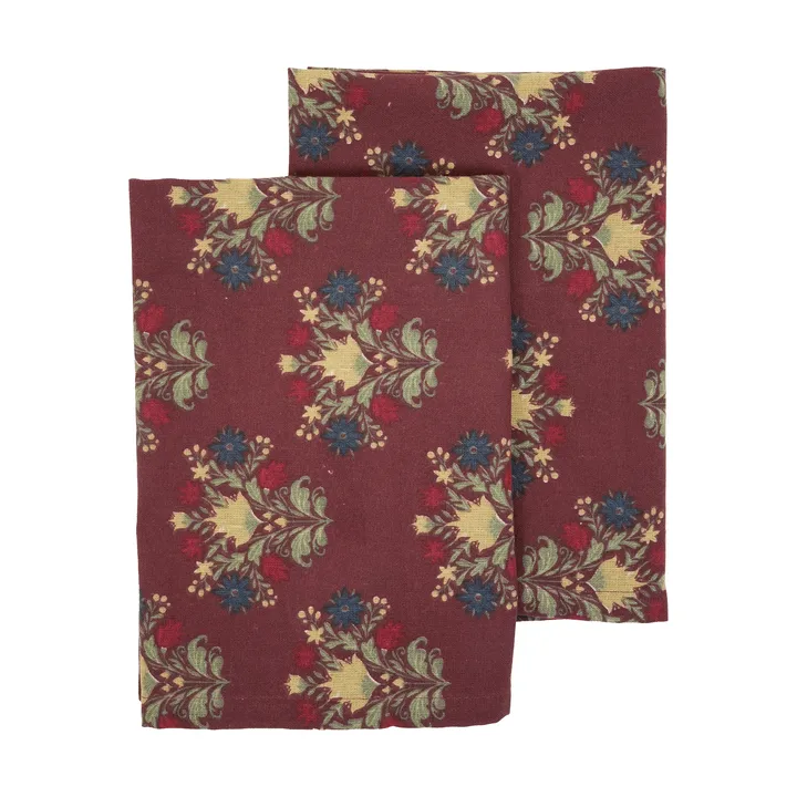 Asciugamano da cucina Linnea, confezione da 2 - Rosso vino misto, 50x70 cm - Sagaform