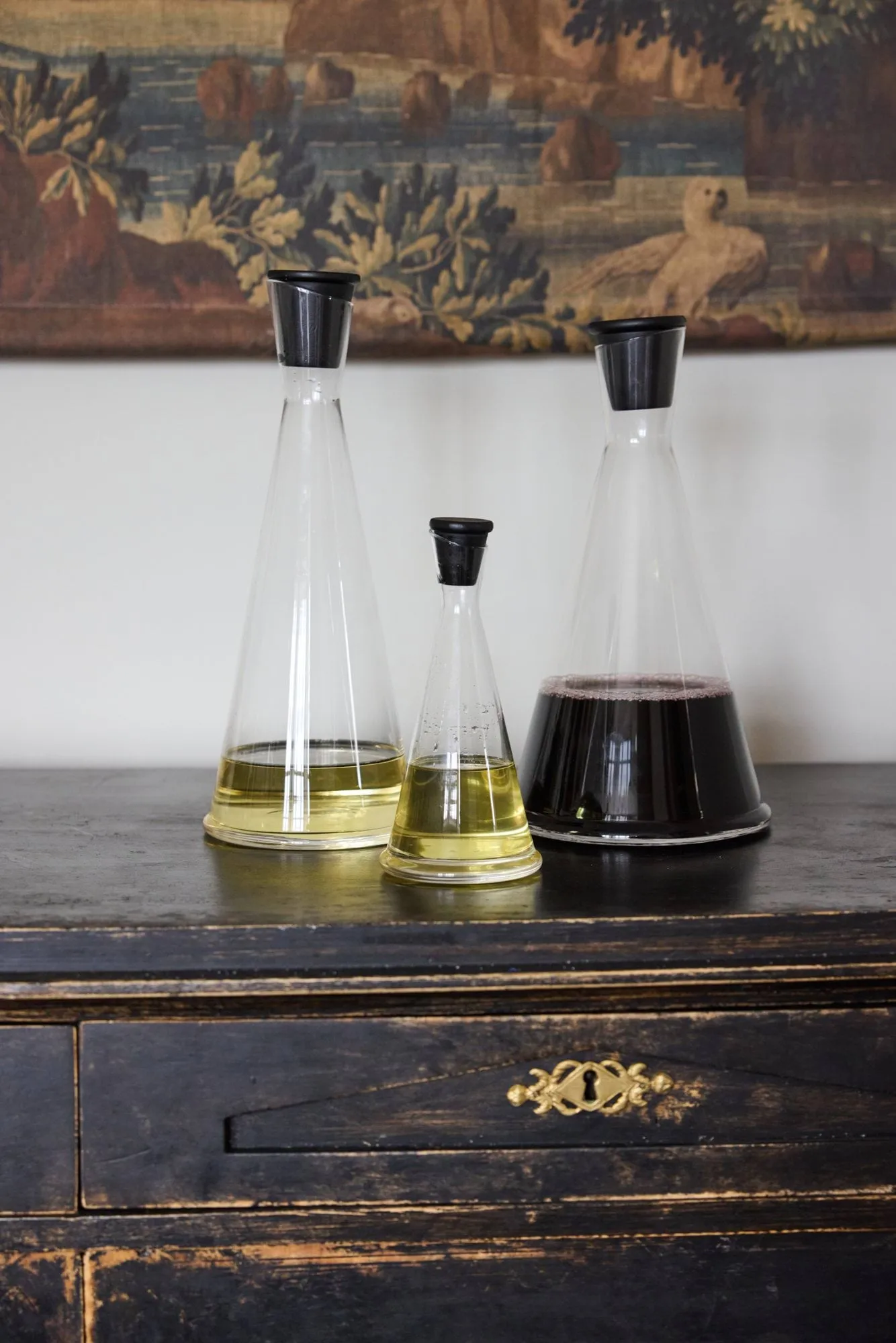 Caraffa per olio/aceto, Trasparente-nero, 25 cl Sagaform