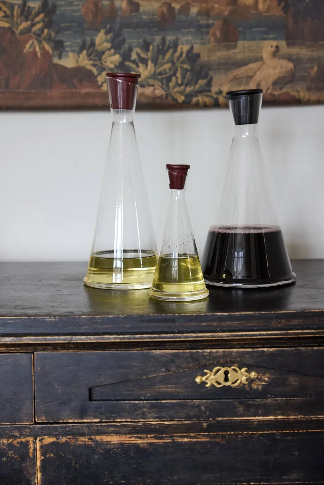 Caraffa per olio/aceto, Trasparente-rosso scuro, 25 cl Sagaform
