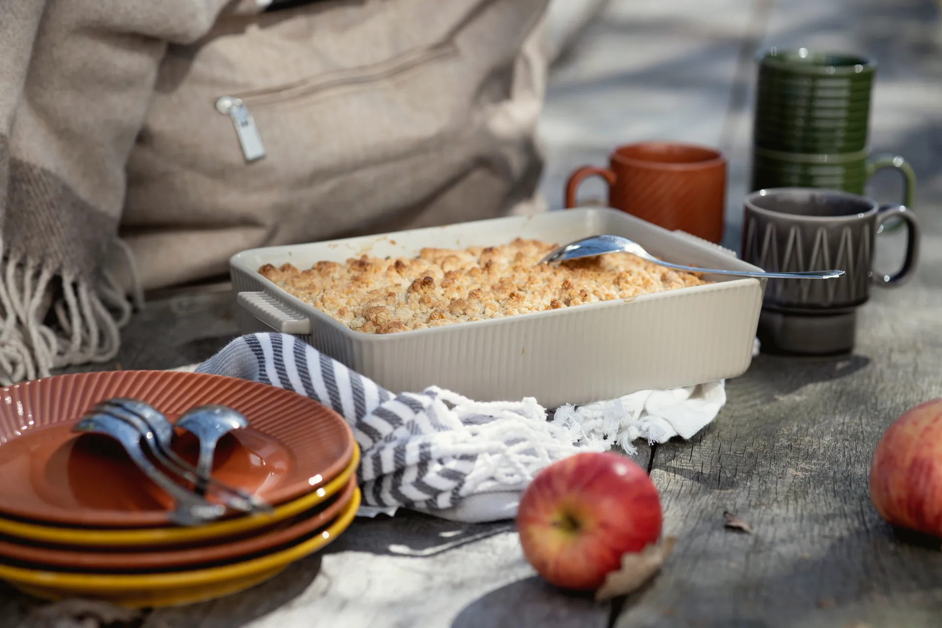 Plaid in lana Ulle, Beige-marrone Sagaform