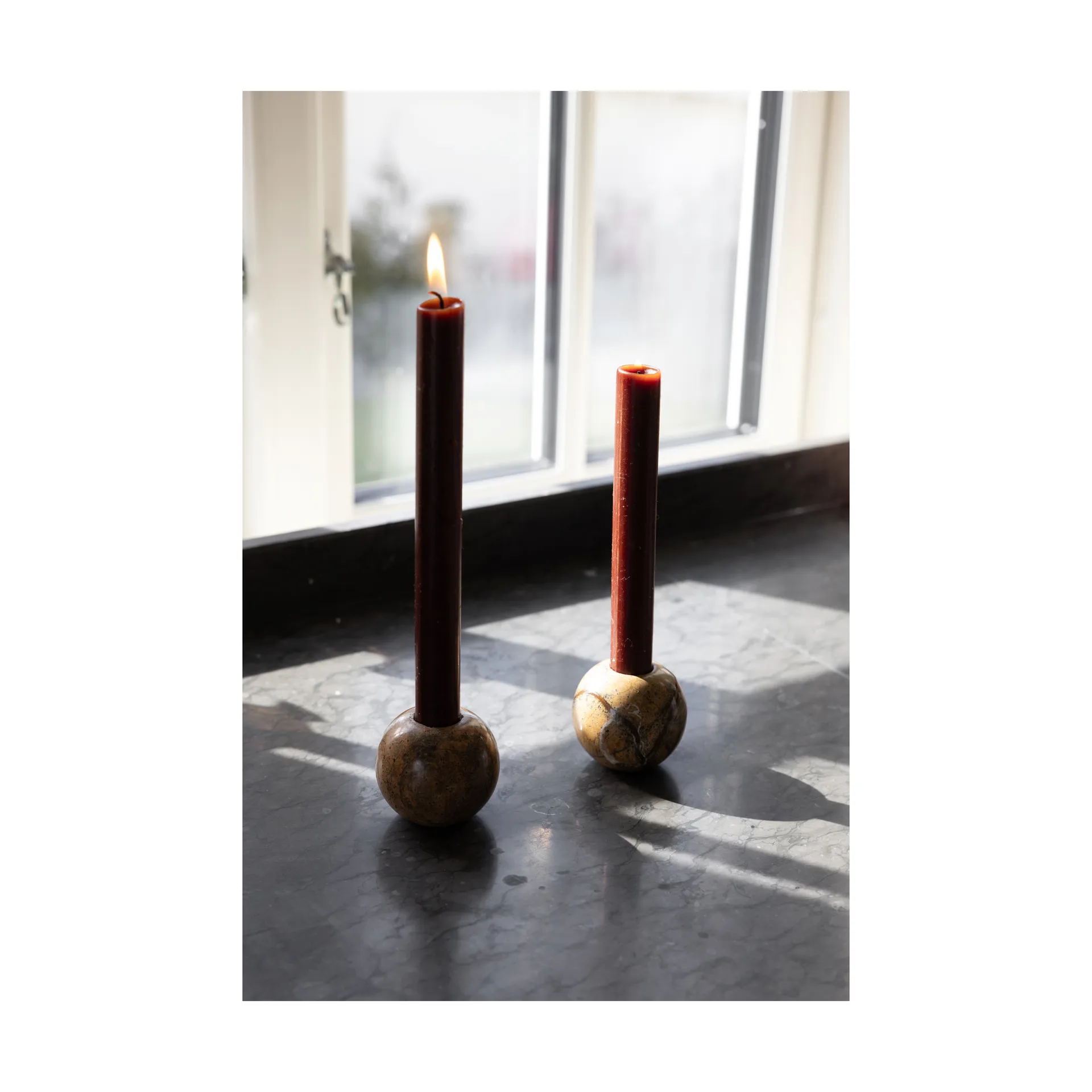 Portacandele Sten Ø6 cm, Marmo forestale marrone Sagaform