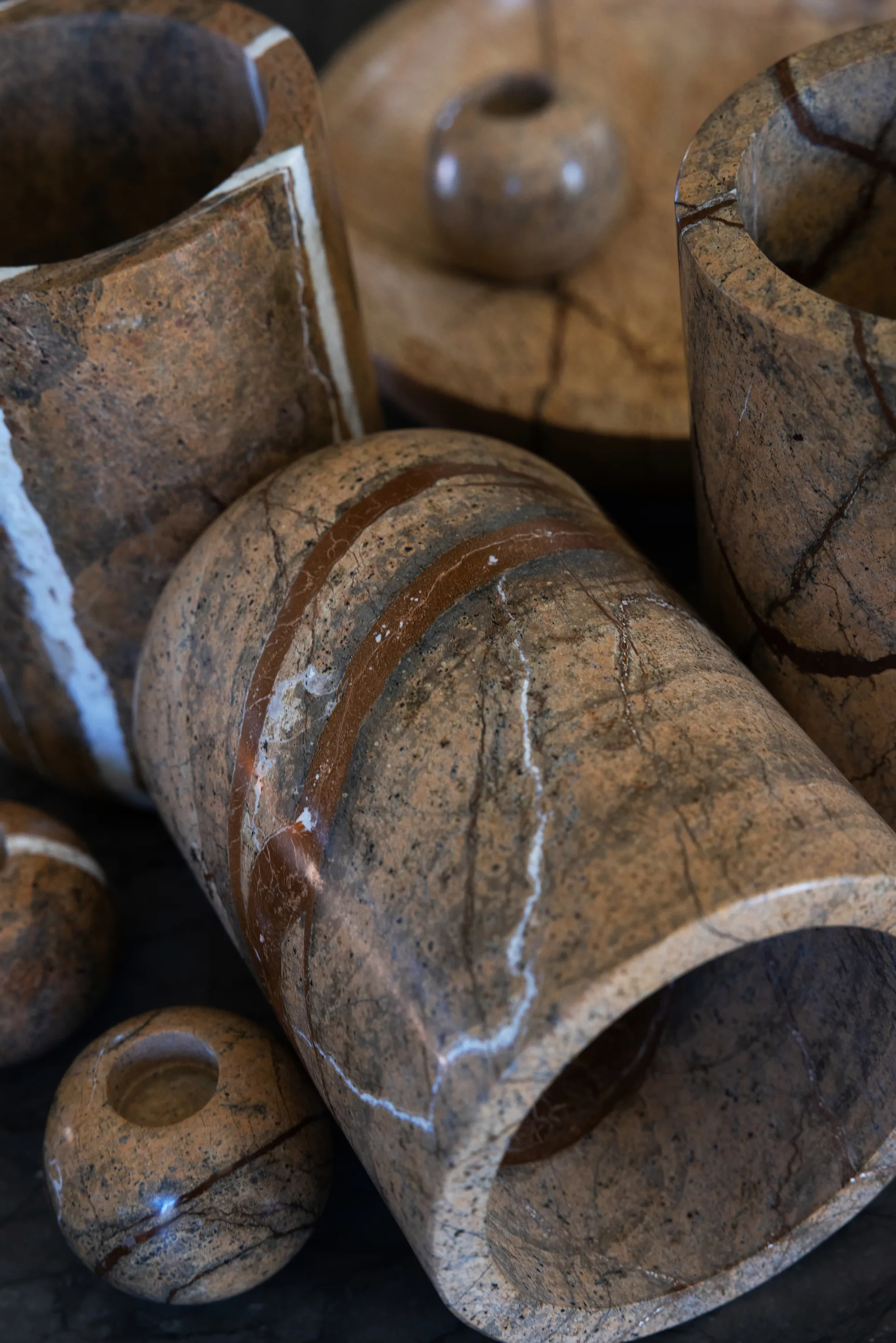 Portacandele Sten Ø6 cm, Marmo forestale marrone Sagaform