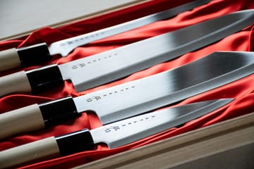 Set di coltelli in confezione di legno di balsa, 22x38 cm - 4 pezzi - Satake