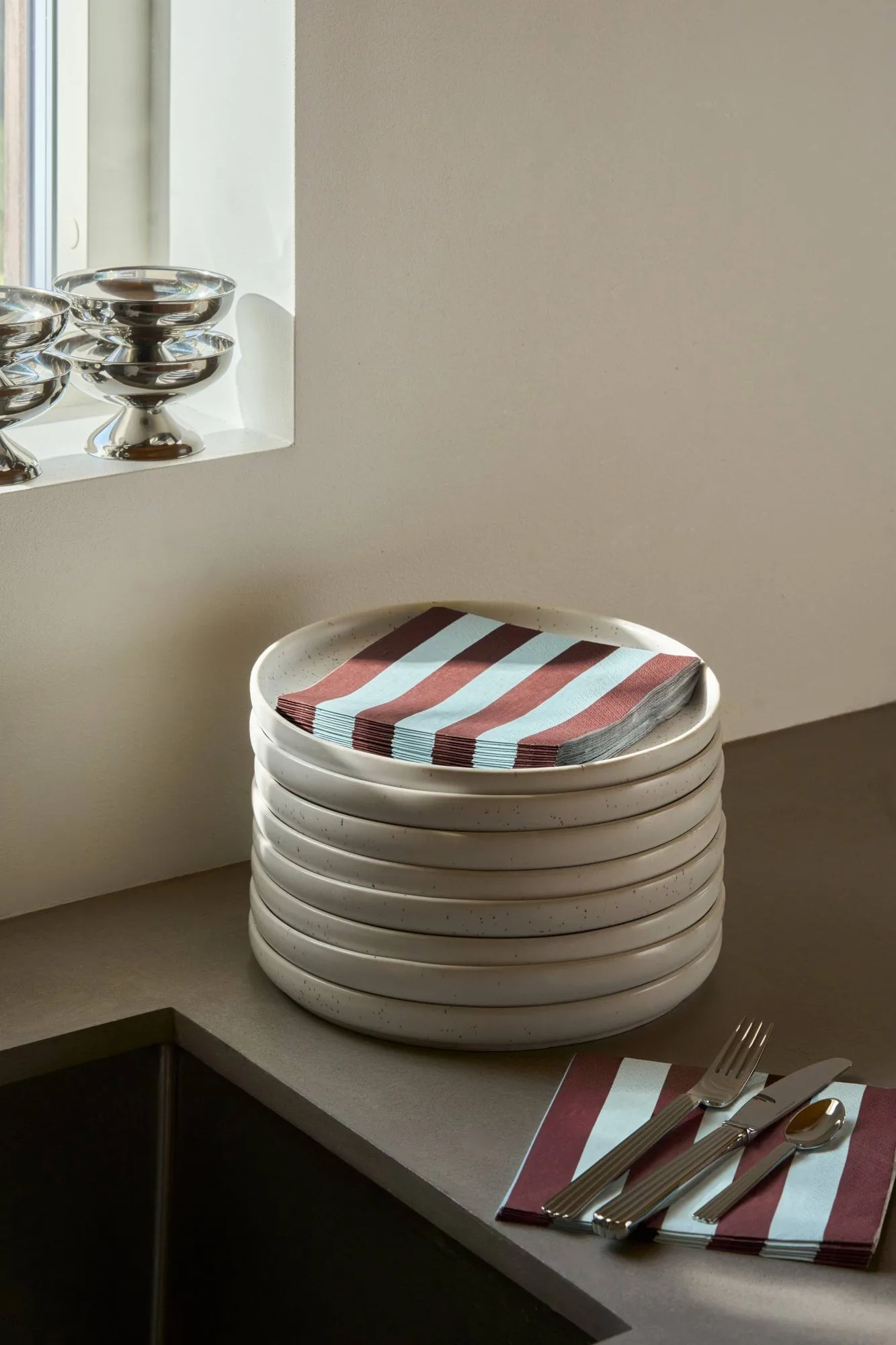 Bold Stripe tovagliolo di carta, Rosso vino-blu, confezione da 20, 33x33 cm Scandi Essentials