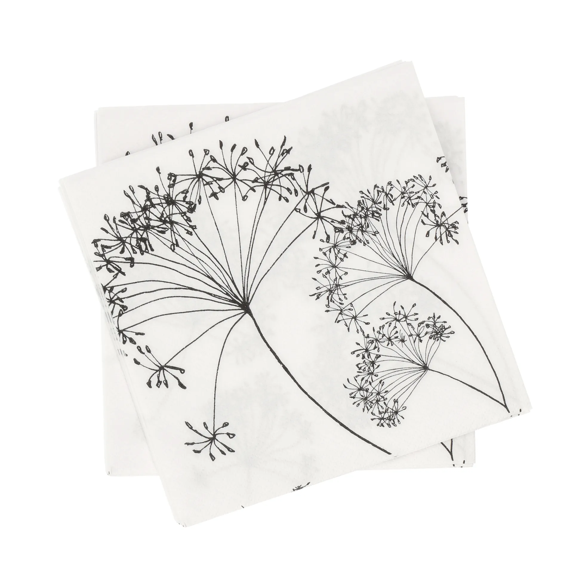 Botanical tovagliolo di carta, Bianco-nero, 20 pezzi, 33x33 cm Scandi Essentials