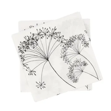 Botanical tovagliolo di carta - Bianco-nero, 20 pezzi, 33x33 cm - Scandi Essentials
