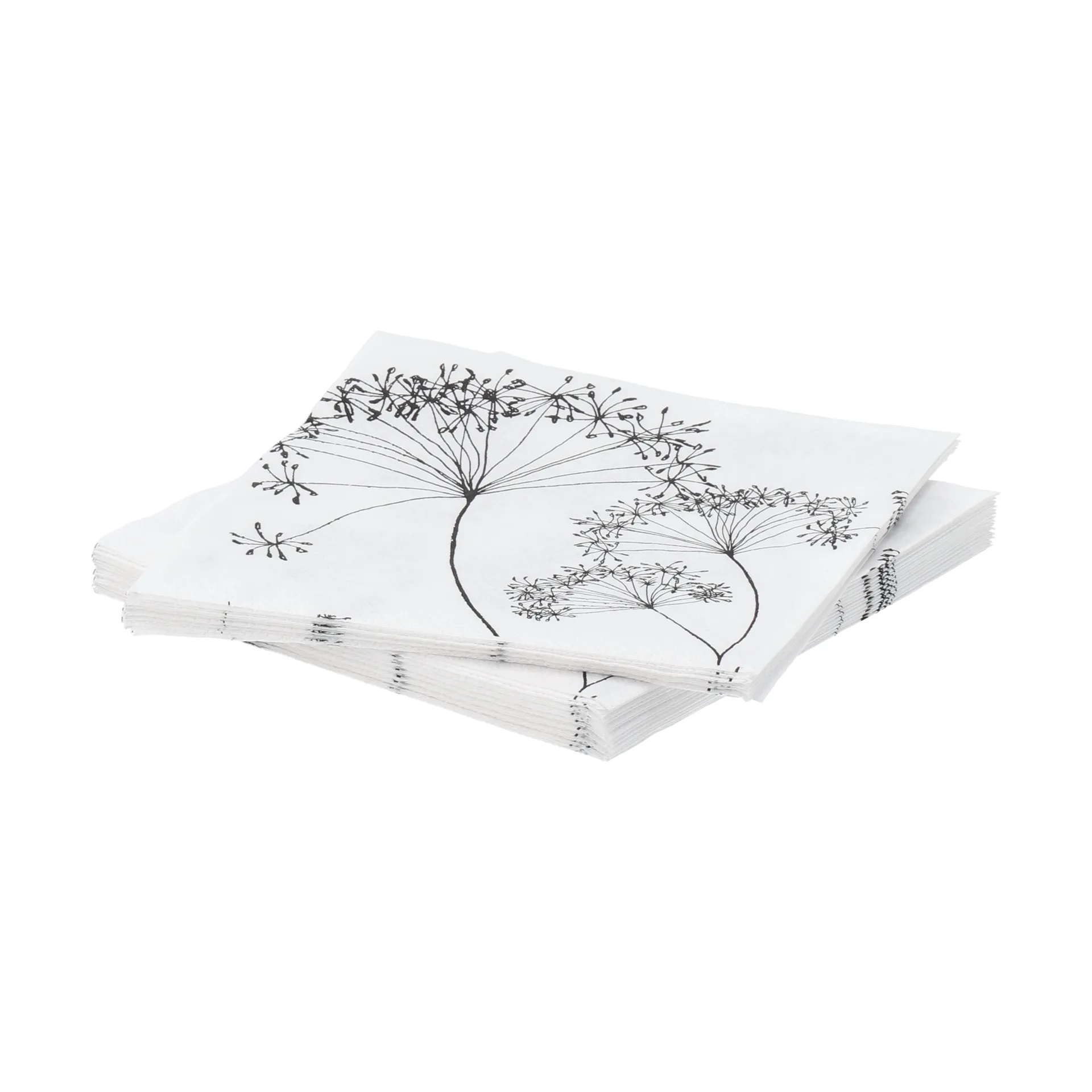 Botanical tovagliolo di carta, Bianco-nero, 20 pezzi, 33x33 cm Scandi Essentials