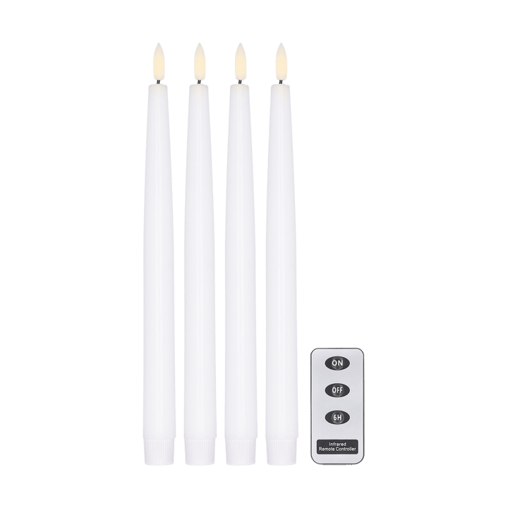 Candela LED Bright 28,5 cm confezione da 4 con telecomando  - Bianco - Scandi Essentials