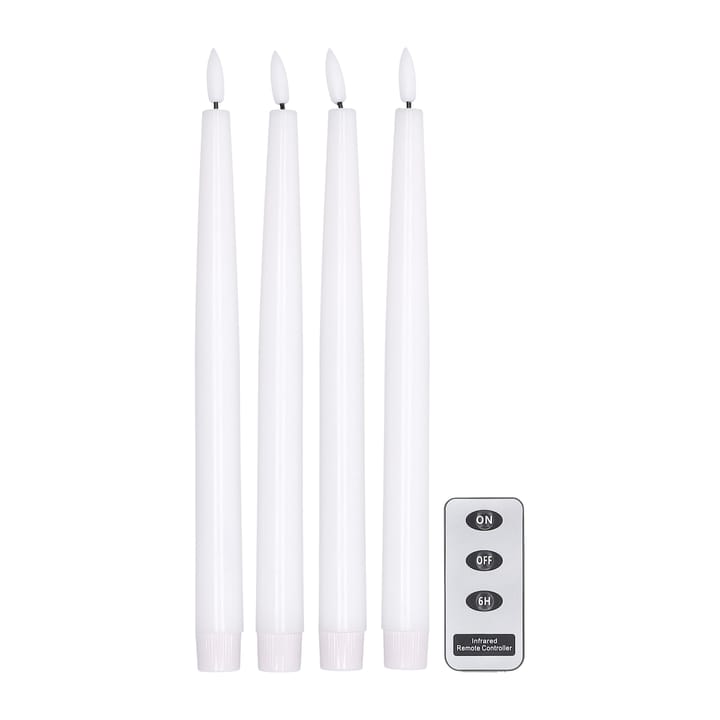 Candela LED Bright 28,5 cm confezione da 4 con telecomando  - Bianco - Scandi Essentials