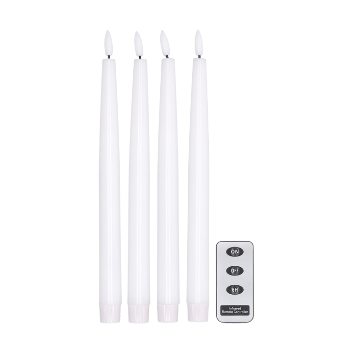 Candela LED Bright 28,5 cm confezione da 4 con telecomando  - Bianco - Scandi Essentials